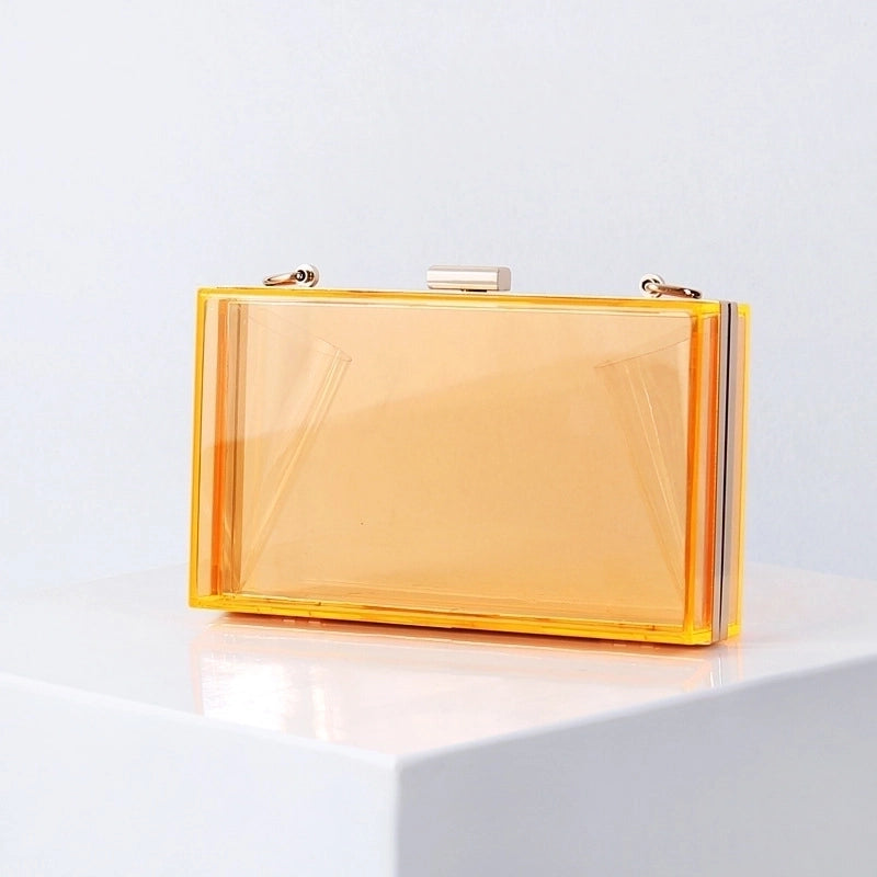White Black Transparent Arylic Solid Color Square Evening Bags