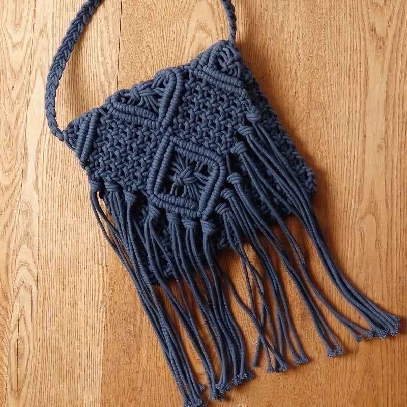 Women's Small Spring&summer Cotton Rope Polyester Solid Color Basic Square Zipper Straw Bag
