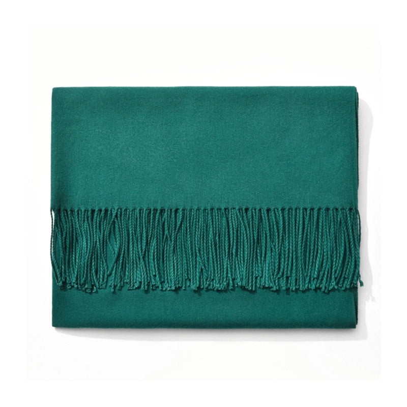 250g Autumn And Winter New Warm Thick Cashmere Texture Solid Color Couples Long Scarf Air Conditioning Tassel Shawl