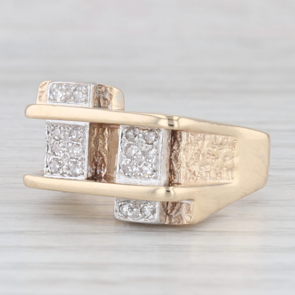 0.24ctw Diamond Ring 14k Yellow White Gold Size 10.25 Men's