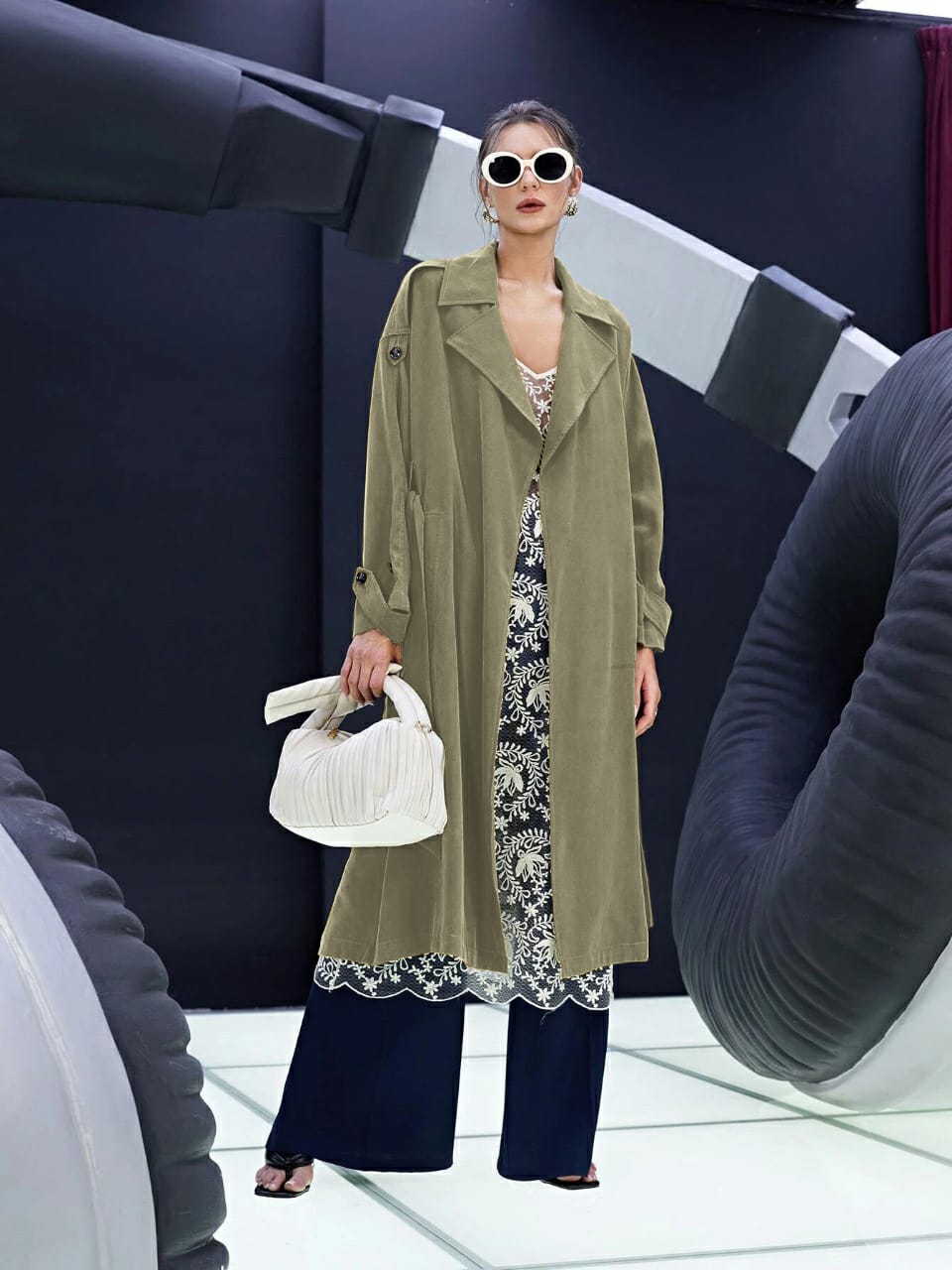Slant Pocket Belted Trench Coat