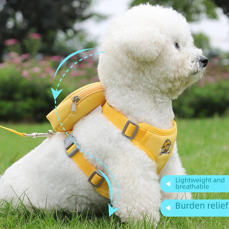 New Dog Leash Vest Dog Self-backpack Small Dog Dog Walking Rope Detachable Pet Backpack