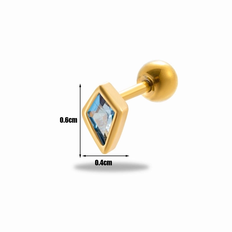 1 Piece Ear Cartilage Rings & Studs Minimalist Classic Style Rhombus 316L Stainless Steel  Copper Plating Inlay Zircon
