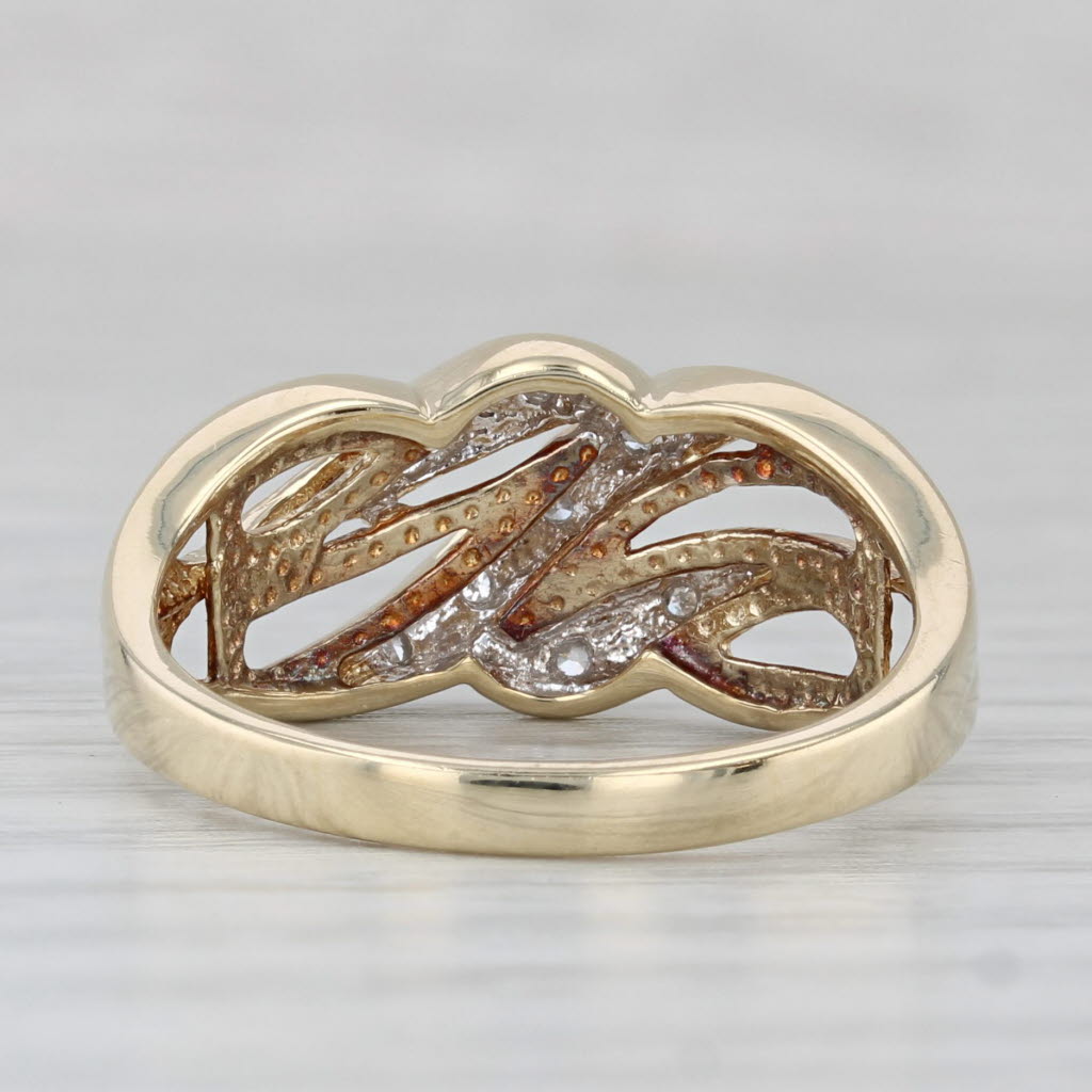Scalloped Diamond Ring 10k Yellow Gold Size 8.25