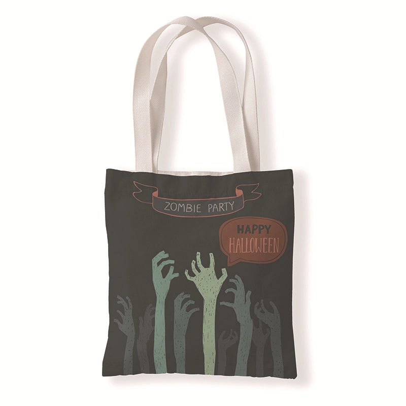Halloween Unisex Medium Canvas Pumpkin Letter Elegant Streetwear Square Open Canvas Bag