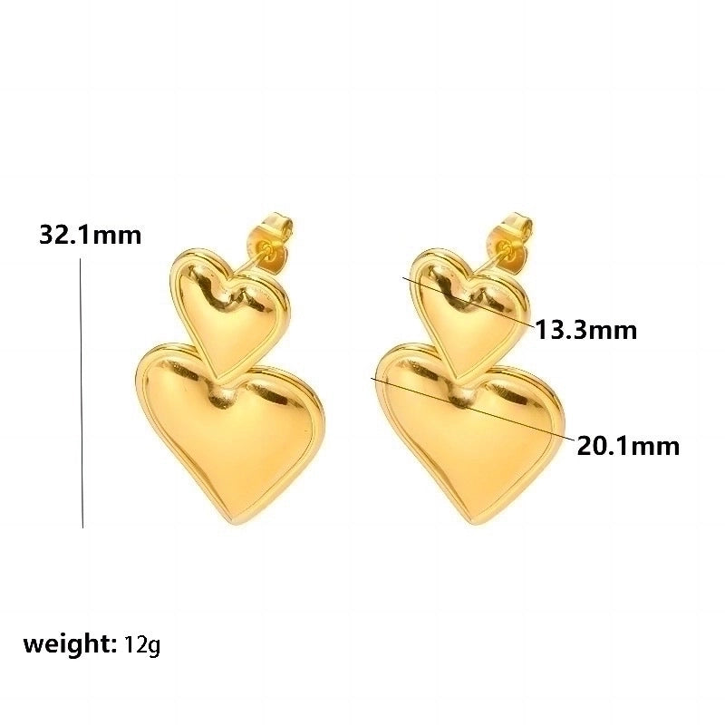 1 Pair Elegant Sweet Heart Shape Titanium Steel Drop Earrings