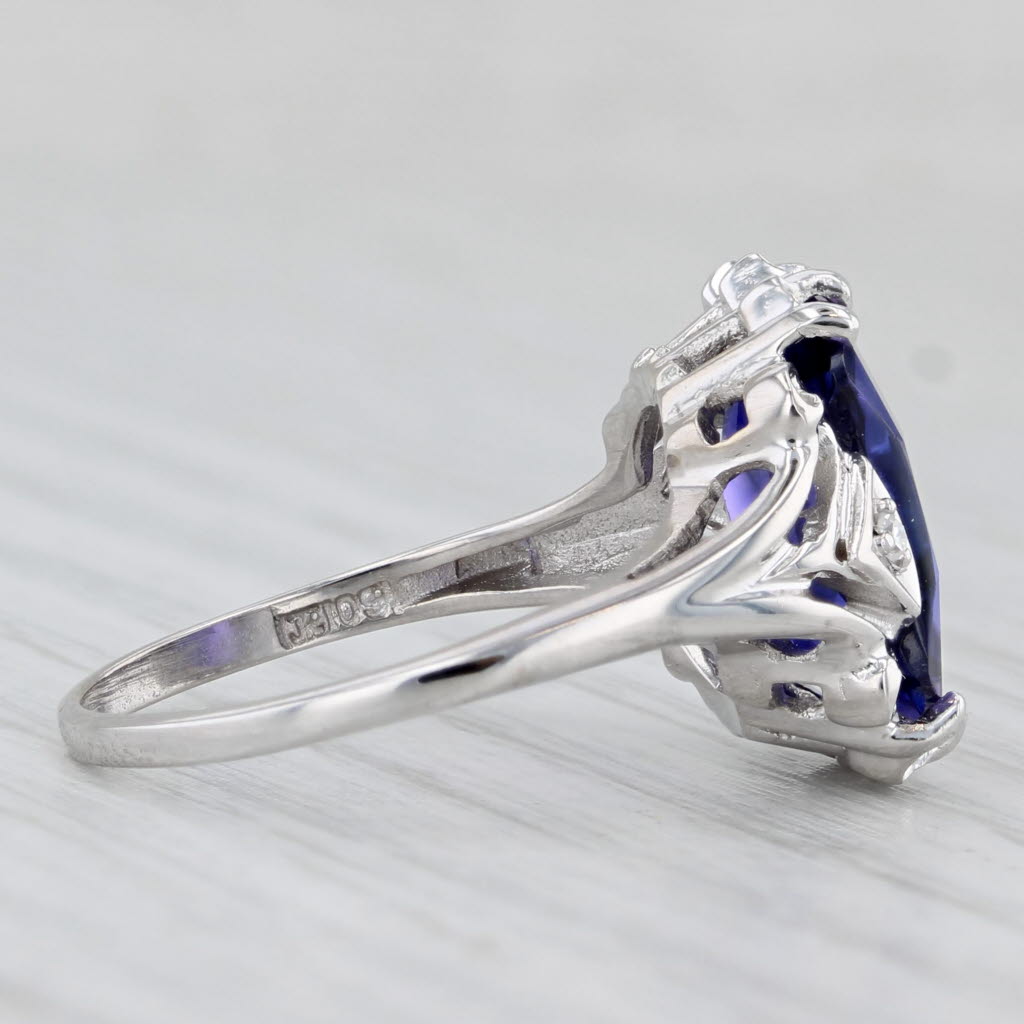 Lab Created Purple Blue Sapphire Diamond Ring 10k White Gold Size 6