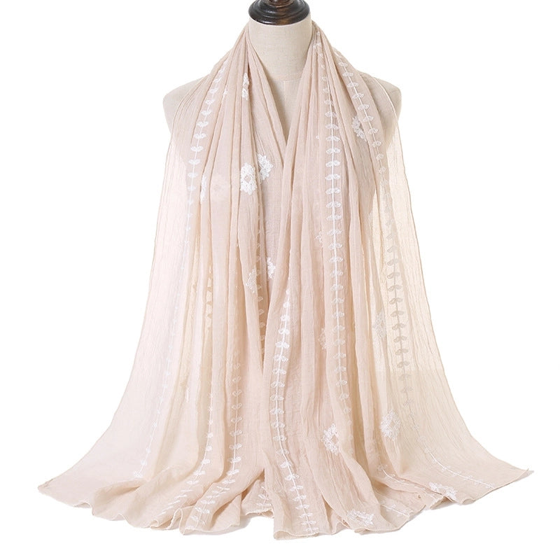 Women's Basic Retro Classic Style Flower Cotton Scarf