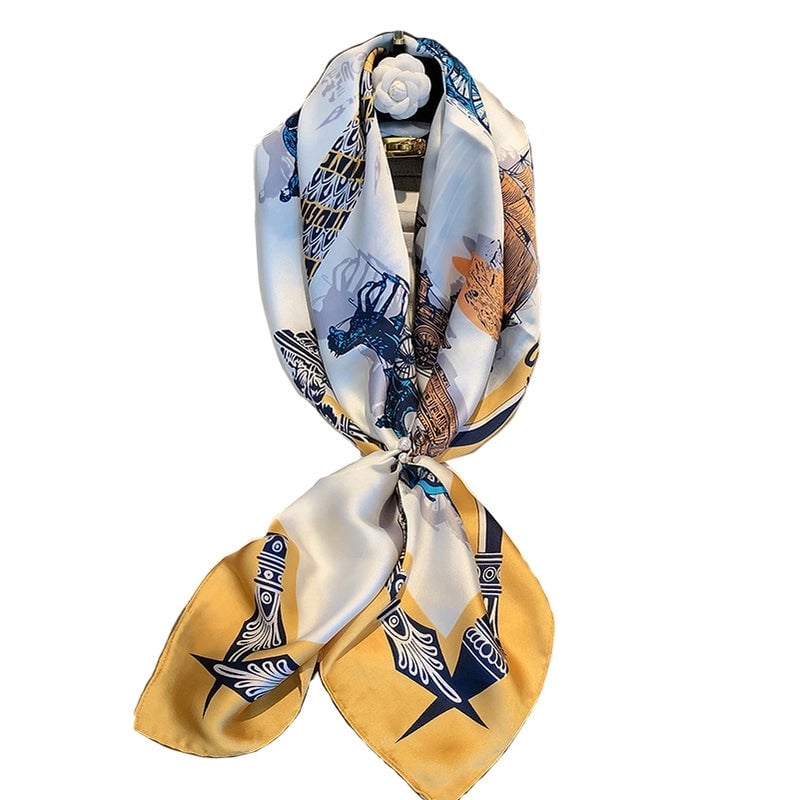 Women's Elegant Vacation Stripe Flower Polyester Silk Scarf