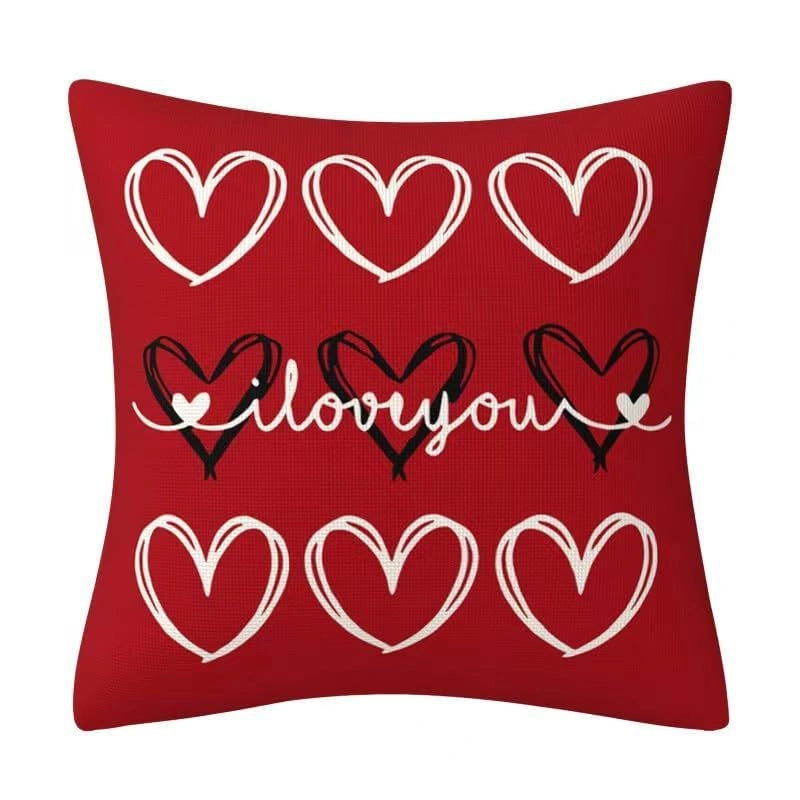 Valentine'S Day Romantic Letter Heart Shape Linen Pillow Cases Bedding