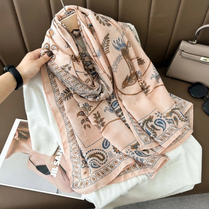Women's Casual Elegant Vacation Snowflake Cotton Polyester Printing Dyeing Scarf Shawl