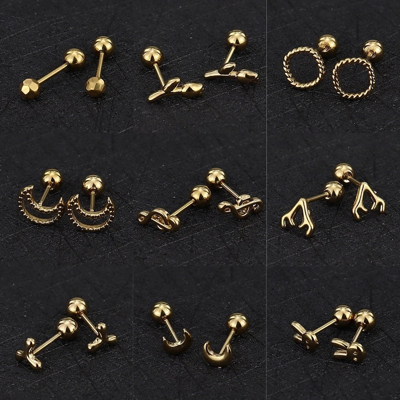 1 Piece Minimalist Commute Geometric Plating Titanium Steel Cartilage Earrings