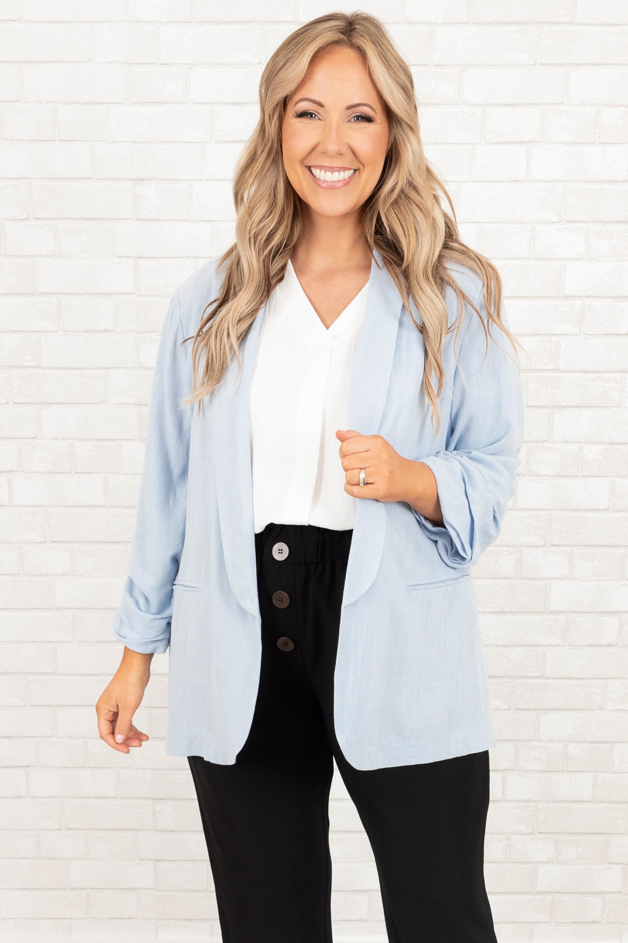 Working In Style Jacket. Light Blue