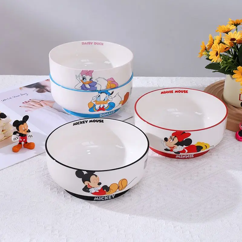 DISNEY MICKEY & MINNIE CERAMIC BOWL SET CUTE NOODLE BOWLS FOR HOME USE