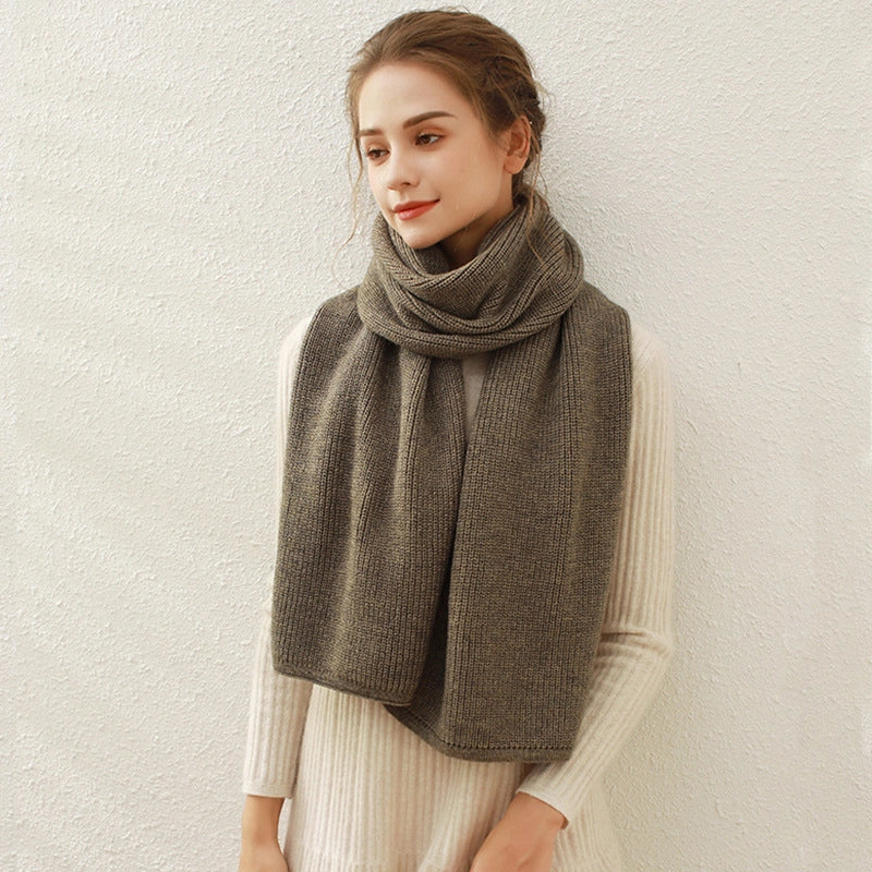Women's Basic Minimalist Solid Color Acrylic Knit Scarf