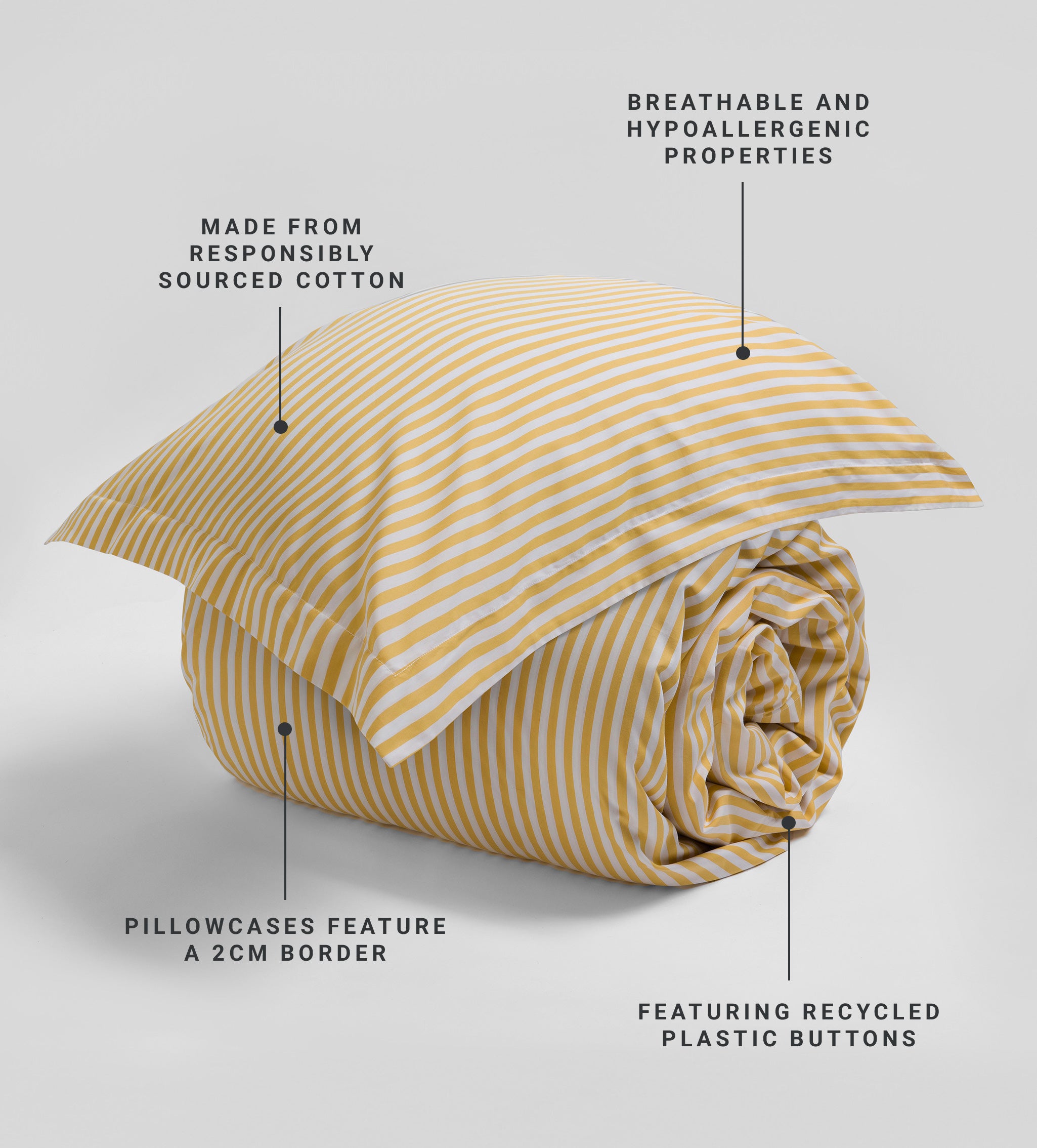 Yellow Betsy Stripe 100% Organic Cotton Duvet Cover
