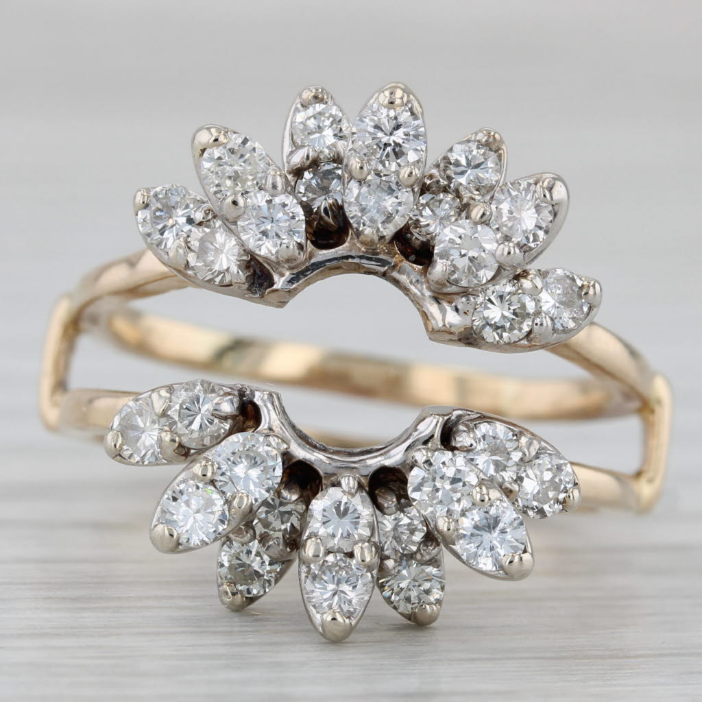 1.70ctw Diamond Cluster Ring Jacket Guard Enhancer 14k Gold Size 9.5 Bridal