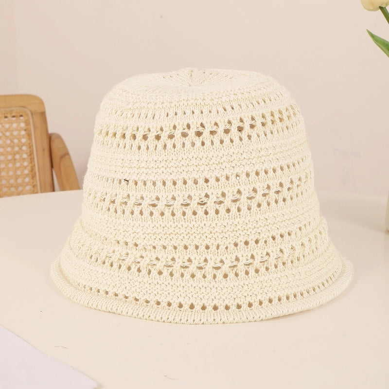 Women's Casual Minimalist Solid Color Solid Color Hollow Out Eaveless Bucket Hat