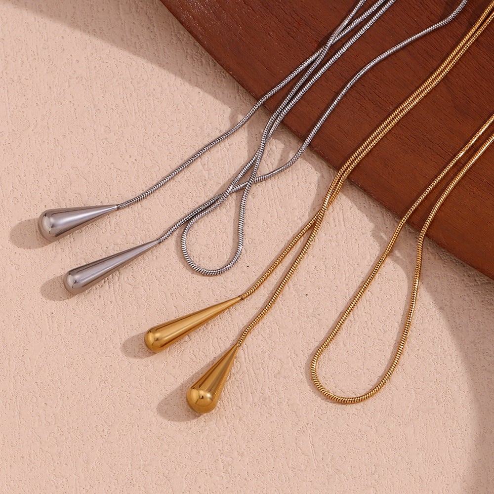 Fashion Droplet Geometric Stainless Steel 18K Gold Plated Necklaces