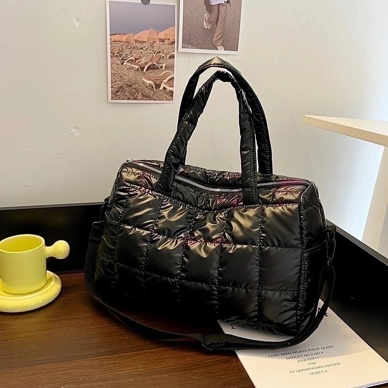 Women's Large Autumn&winter Cotton Solid Color Fashion Square Zipper Handbag