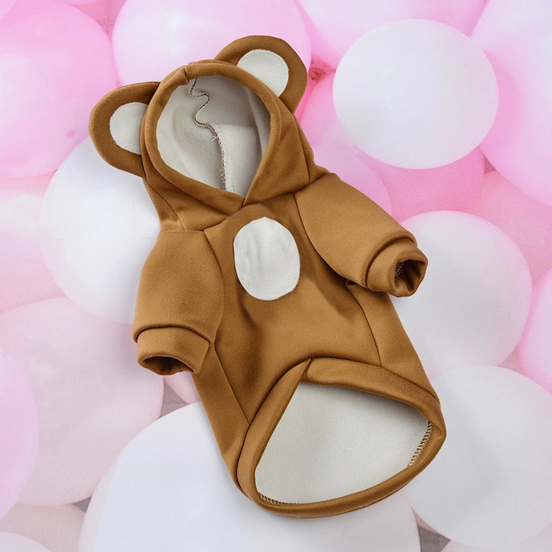 Autumn And Winter New Pet Cute Transformation Clothes Small Dog Bear Ears Dog Clothes Fleece-lined Warm Teddy Bear