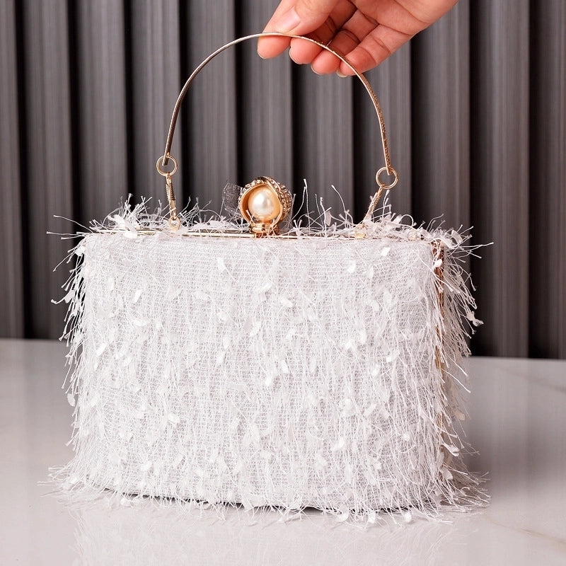 Women's Polyester Solid Color Vintage Style Classic Style Square Lock Clasp Handbag Evening Bag