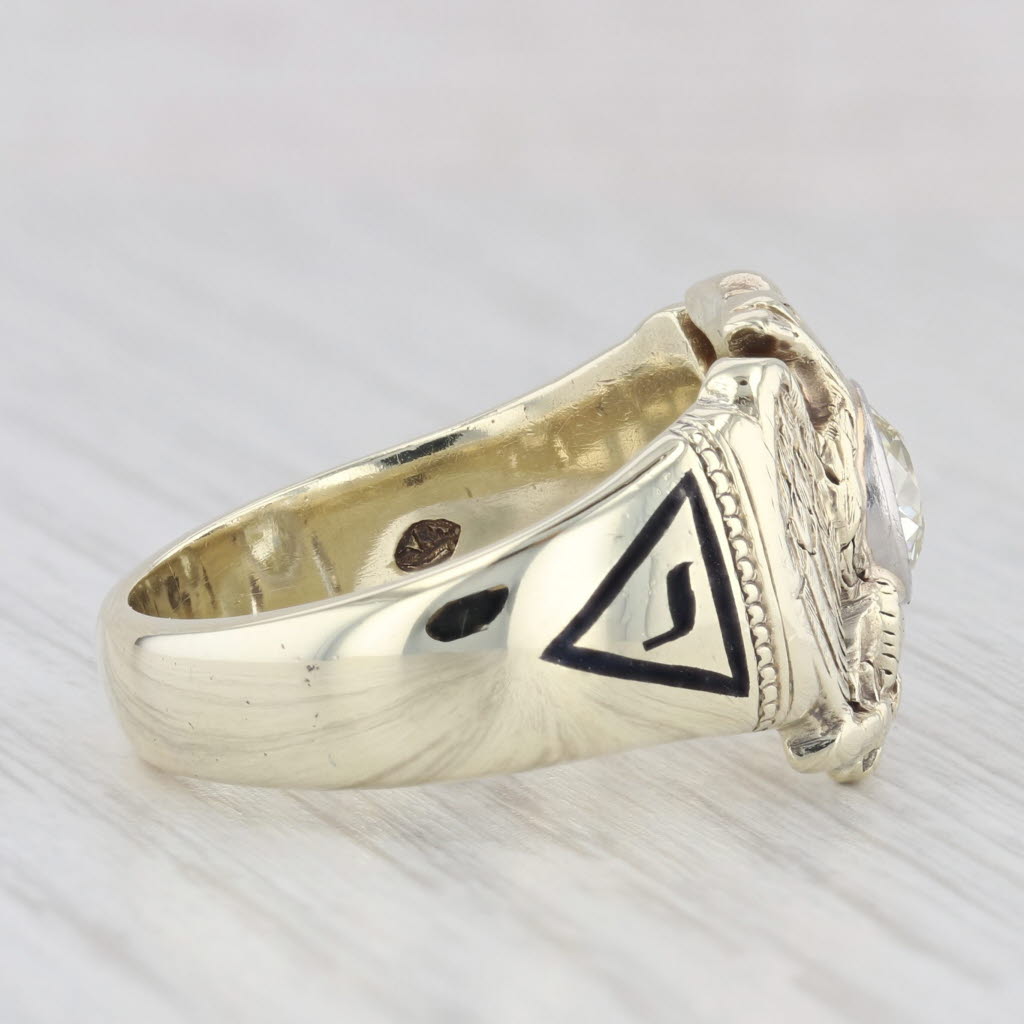 1ct Diamond Masonic Scottish Rite Ring 14k Gold Eagle Yod 32nd 14th Degree