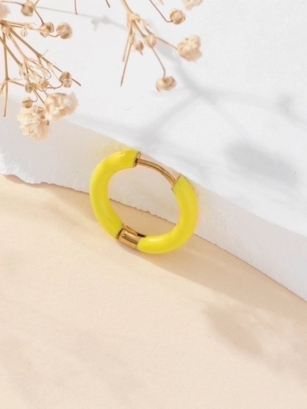 1 Piece Minimalist Solid Color Enamel Stainless Steel Earrings