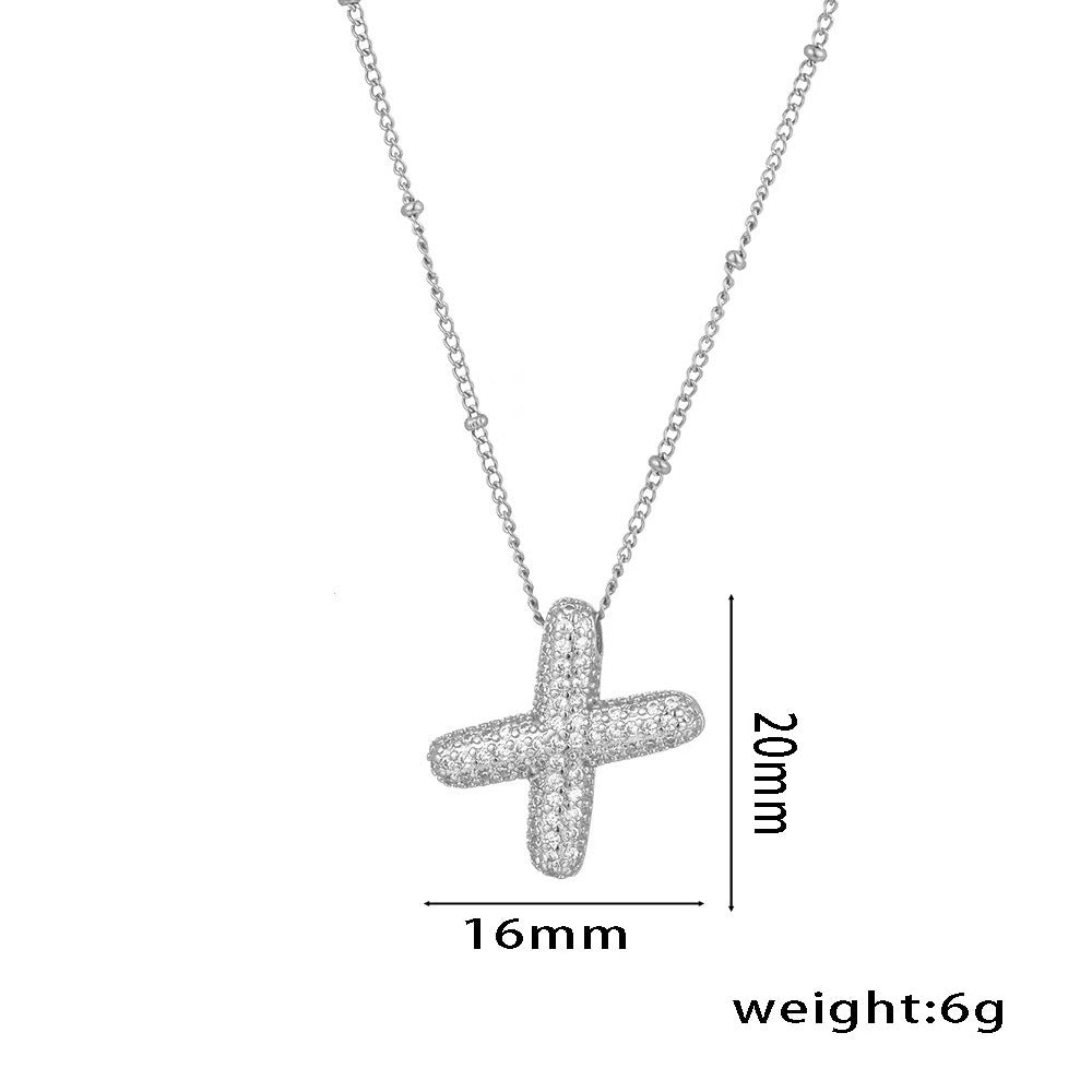 New Micro-Inlaid Zircon 26 Letter Pendant Necklace Copper Plated 18K Gold Fashionable And Classic