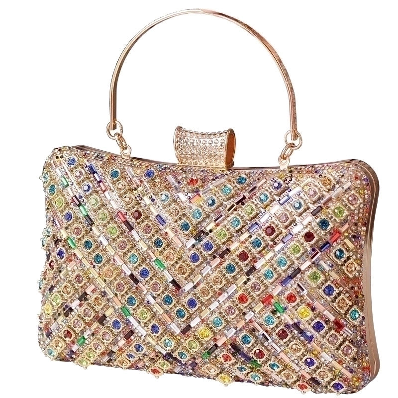 Women's Nylon Stripe Elegant Sexy Square Lock Clasp Evening Bag
