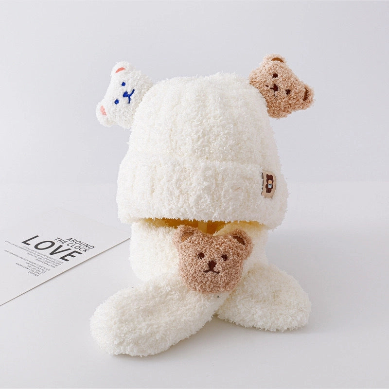 Baby's Autumn And Winter Hat Scarf Suit Cute Super Cute Baby Children's Fluffy Hat Girls' Winter Warm Wool Hat