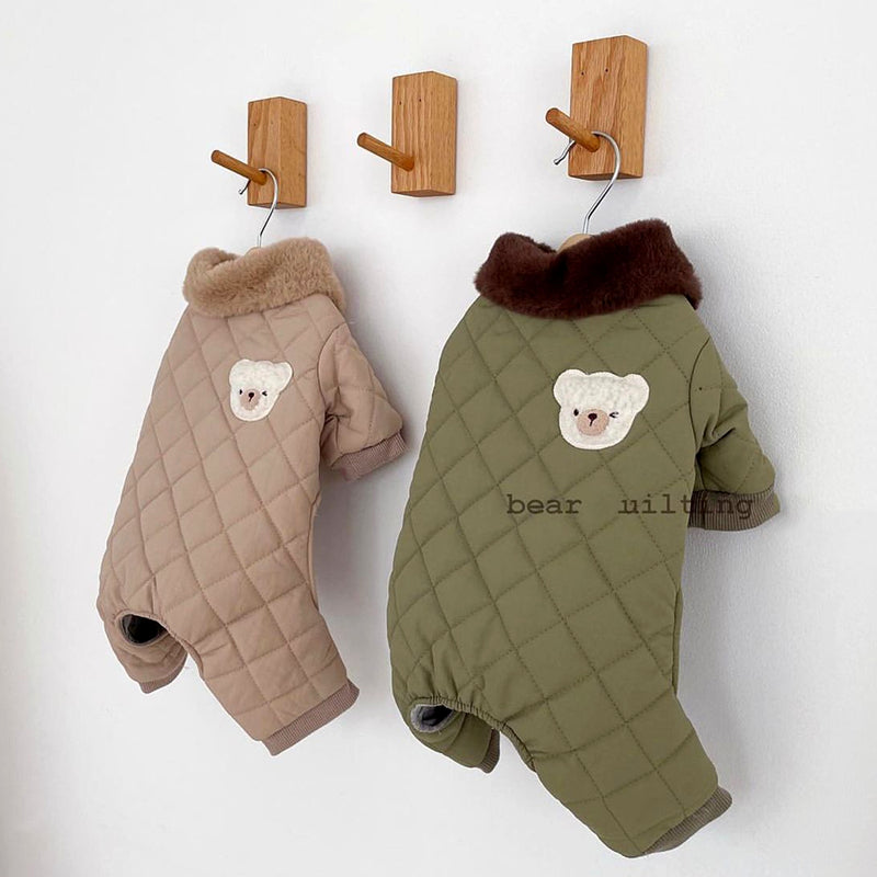 Fleece Waffle Pattern Dog Jumpsuits Jacket