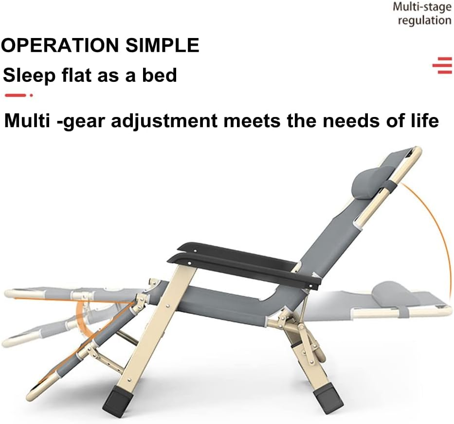 Portable Folding Recliner.Lounge Chair.Outdoor Camping Folding Deck Chair.Household Leisure Noon Break Chair.180 ° Adjustment