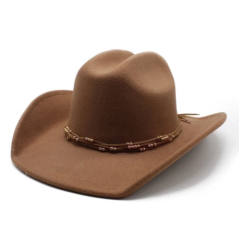 Unisex Retro Cowboy Style Tassel Big Eaves Fedora Hat