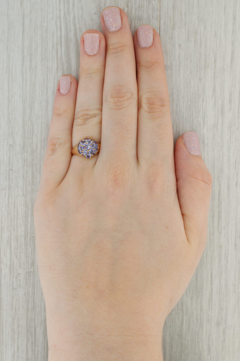 1.50ctw Tanzanite Cluster Ring 10k Yellow Gold Size 7.75