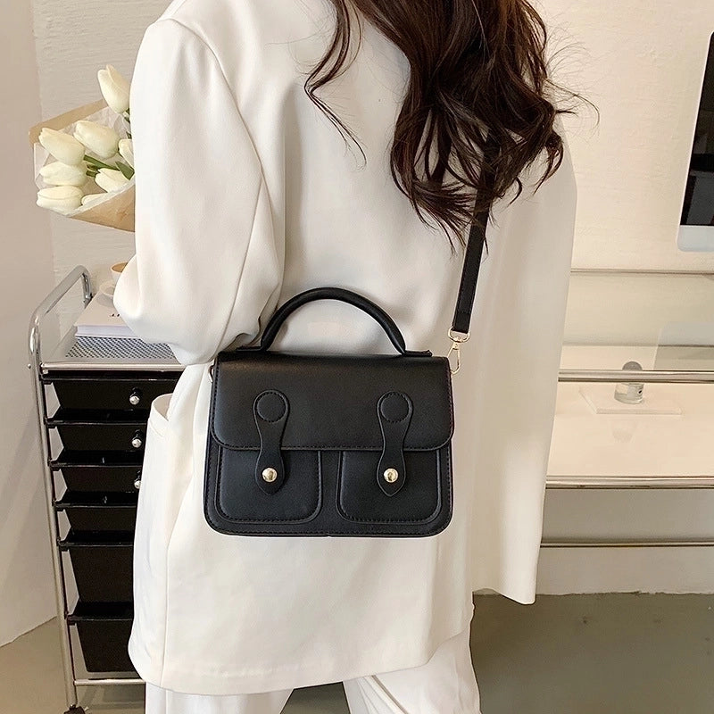 Women's Small Pu Leather Geometric Elegant Zipper Square Bag
