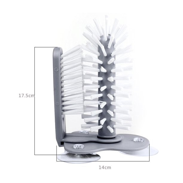 Wall Suction Cup Glass Cleaning Brush. Rotating Plastic Bottles Cleaner