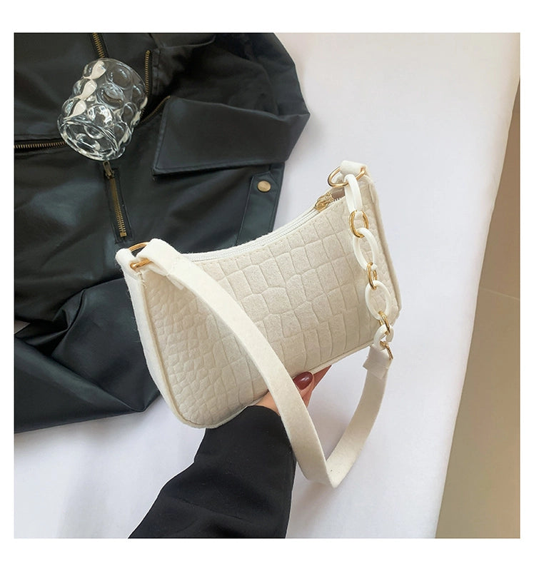 Women's Small Cloth Solid Color Basic Vintage Style Zipper Underarm Bag