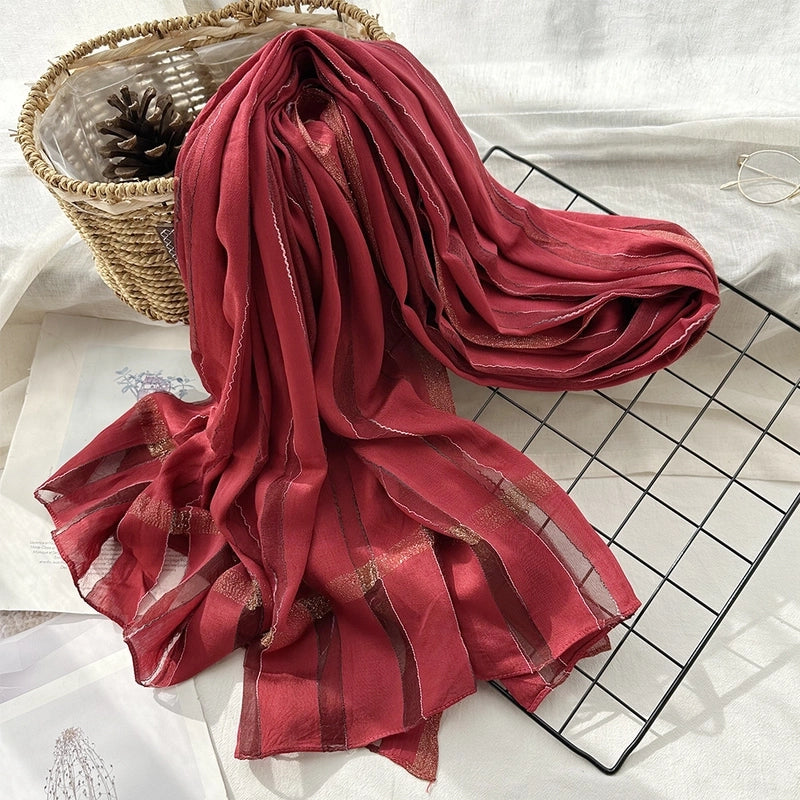 Women's Elegant Sweet Color Block Silk Silk Scarf