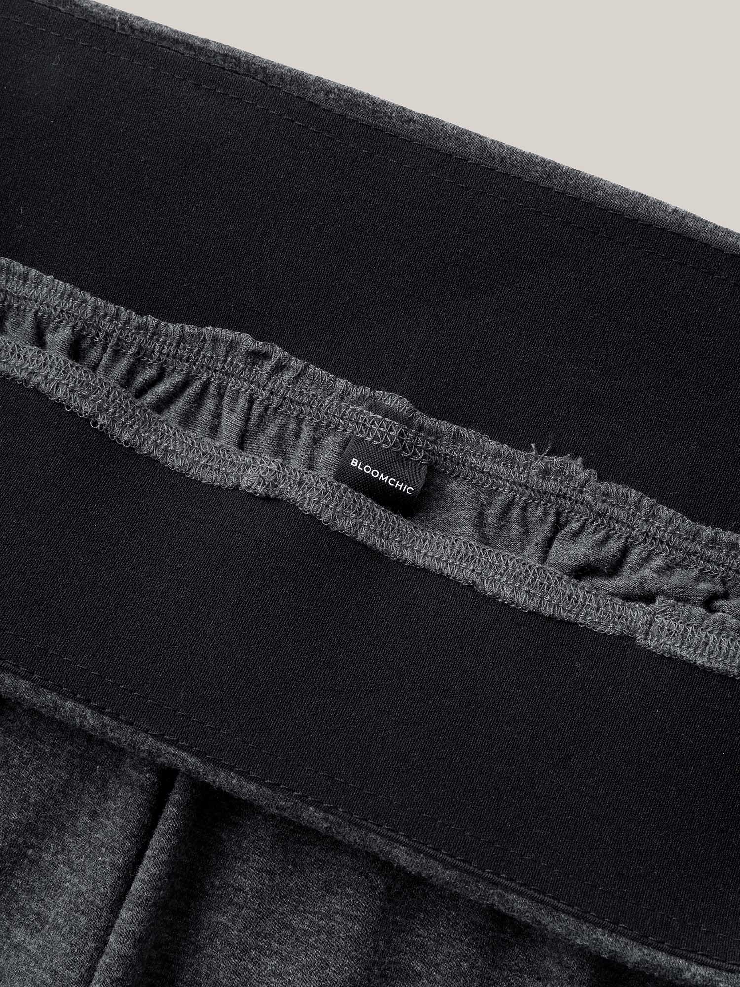 Folding Waist Plain Bootcut Pants