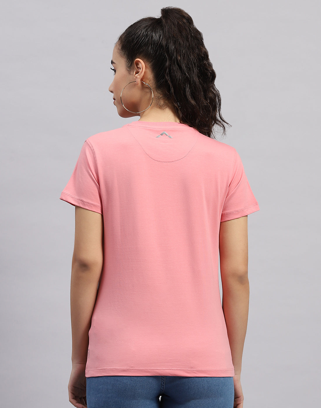 Women Pink Solid Round Neck Half Sleeve Top