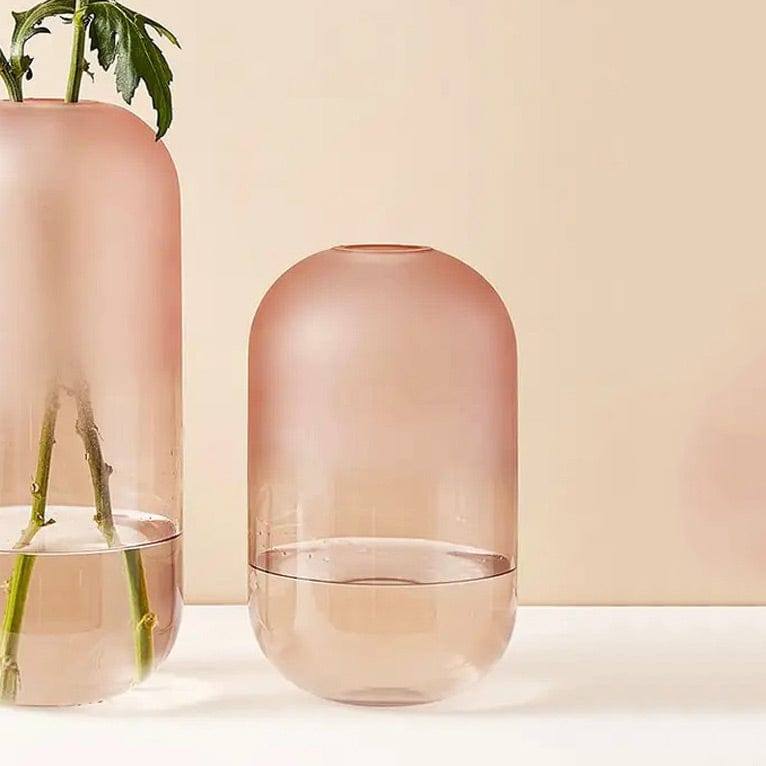 Frosted Glass Vase - Pink