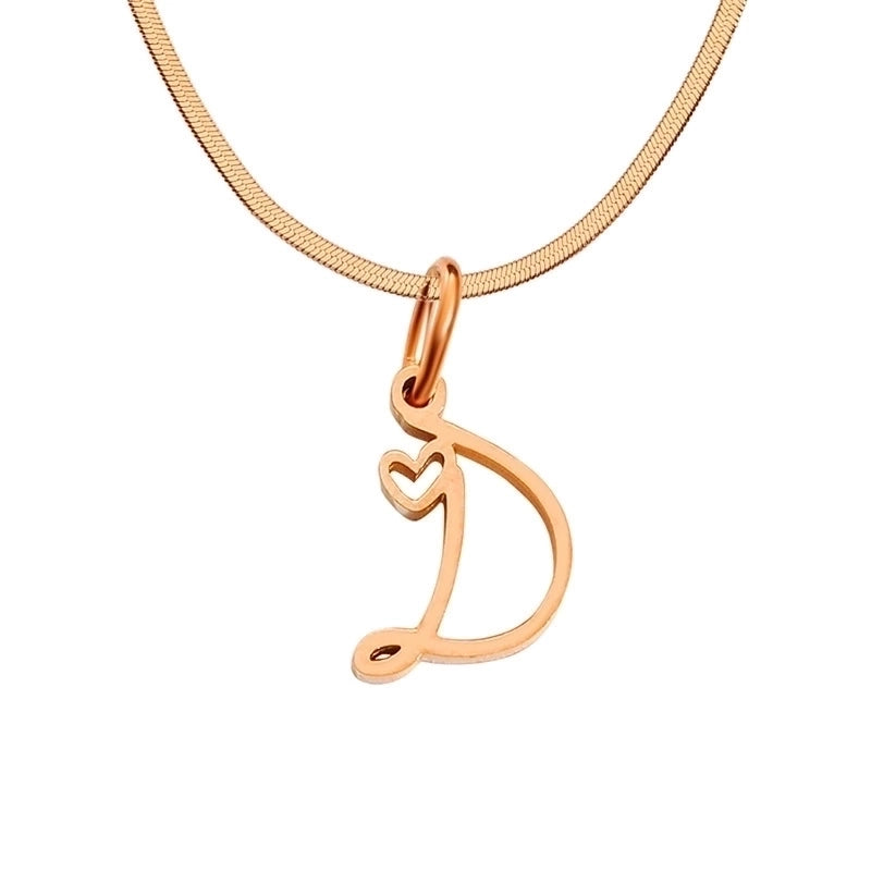 Stainless Steel Titanium Steel 14K Gold Plated Minimalist Plating Letter Heart Shape Pendant Necklace