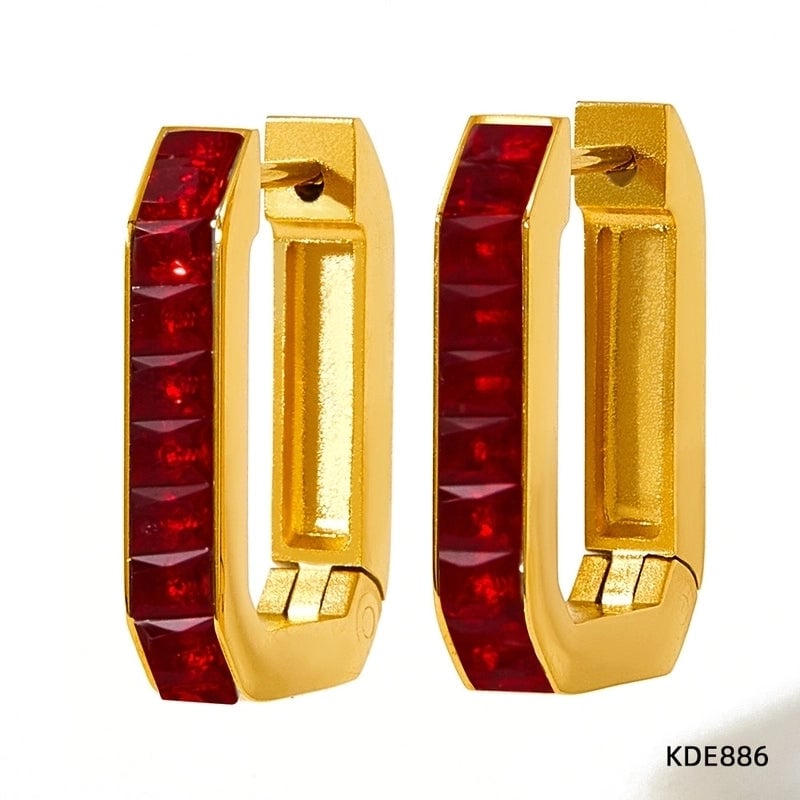 1 Pair Retro Rhombus Inlay 304 Stainless Steel Zircon 16K Gold Plated White Gold Plated Gold Plated Stainless Steel Earrings