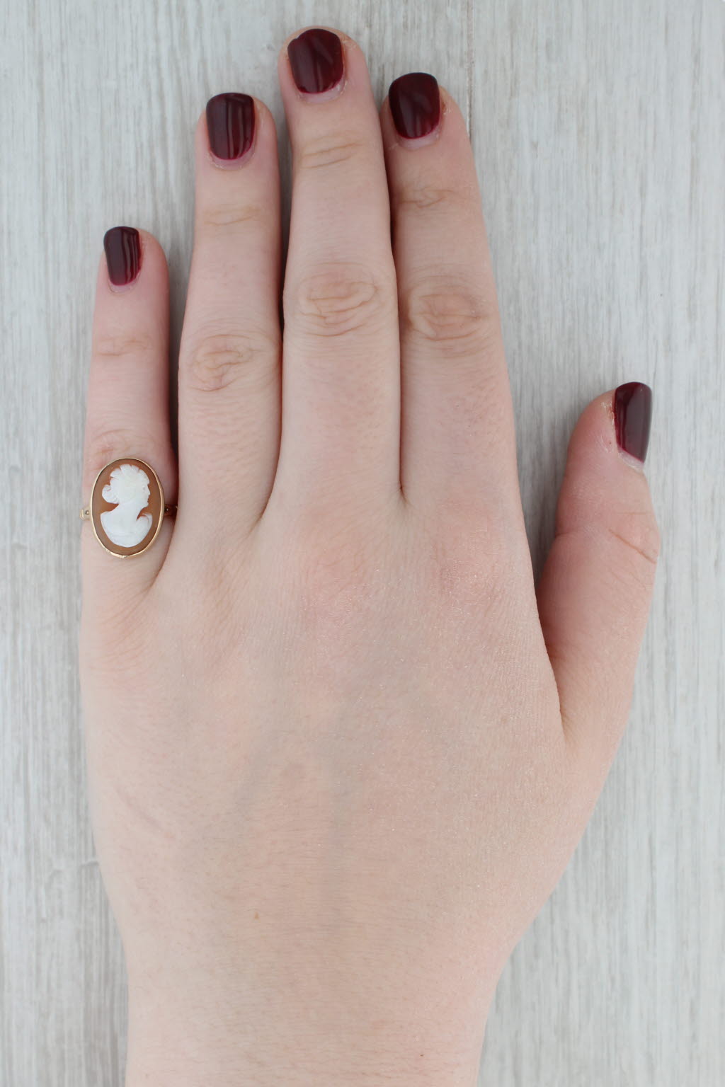Vintage Shell Cameo Ring 9k Yellow Gold Size 5.5 Figural Carving