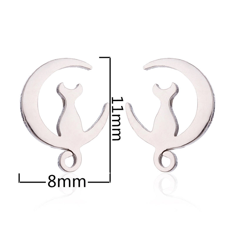 1 Pair Cute Cat Plating 304 Stainless Steel 18K Gold Plated Ear Studs