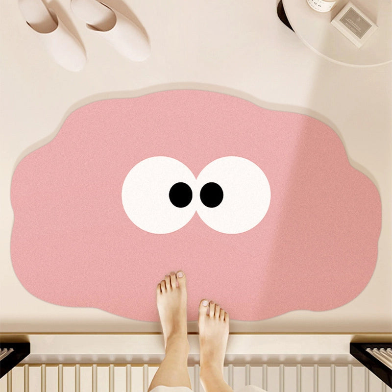 Cartoon Bathroom Mat Absorbent Dirt Resistant Fun Bathroom Door Quick-drying Diatom Mud Mat Toilet Anti-slip Mat