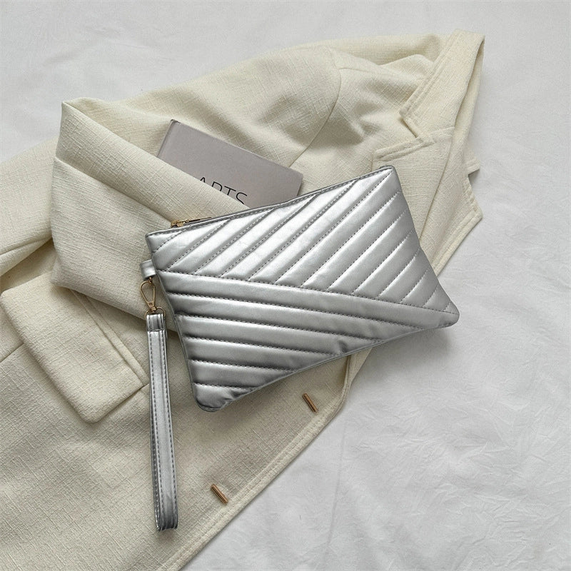 Gold Silver Colorful Pu Leather Solid Color Square Clutches