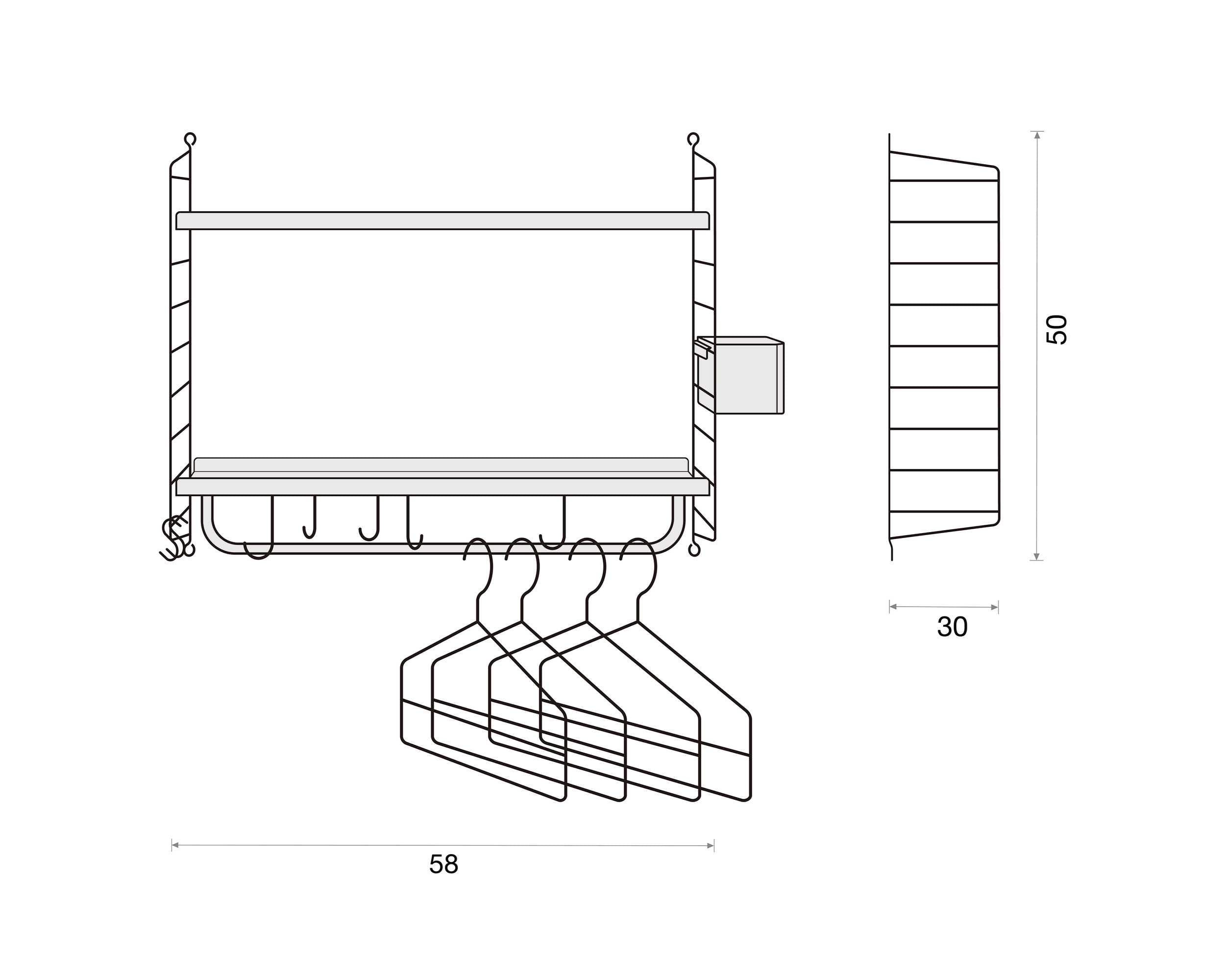 refurbished | String Hallway wall shelf. White