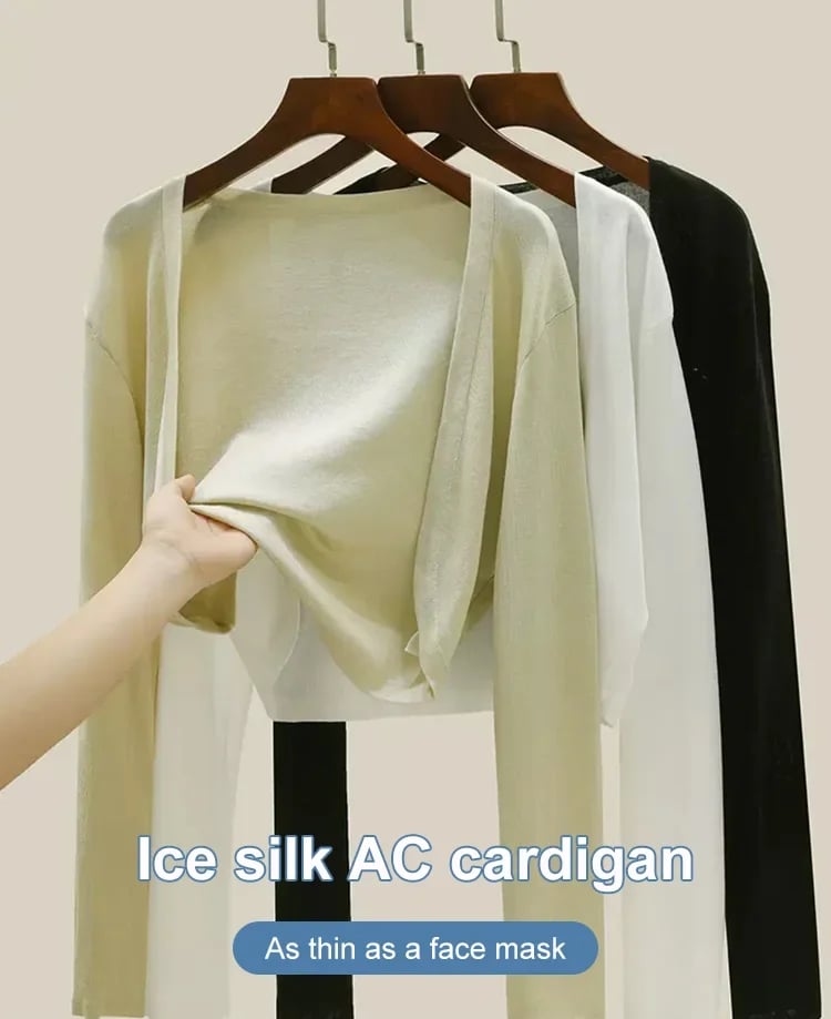 Sun knit Cardigan Women's thin ice silk Coat shawl air-conditioned shirt with slip skirt